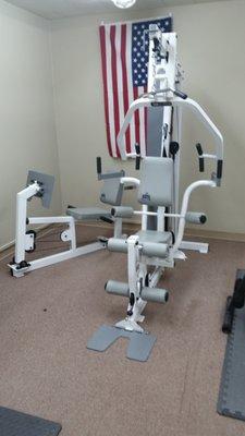 New workout machine...leg press, pecs, back, lats....all can be done on one machine now