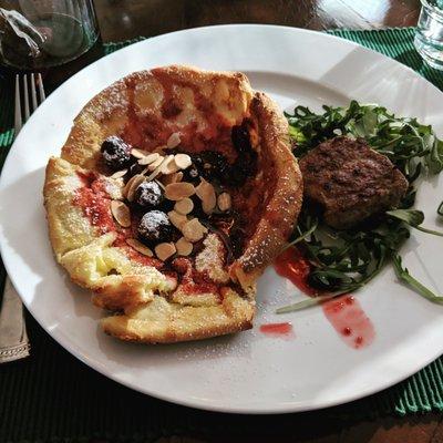 Dutch baby pancakes with local sausage