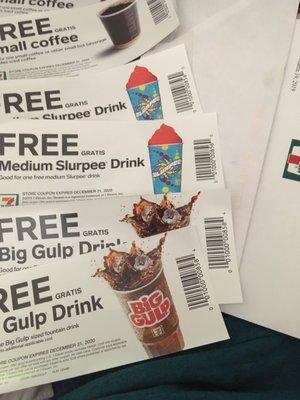 Coupons received from corporate for issue I encountered on a previous visit