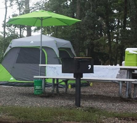 You'll never wonder which is your campsite when you rent this bright neon green camping setup.