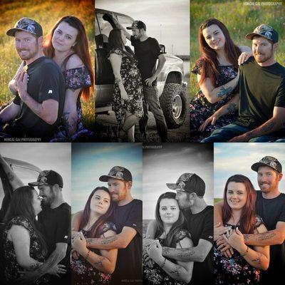 Engagement shoot at sunset by the water.