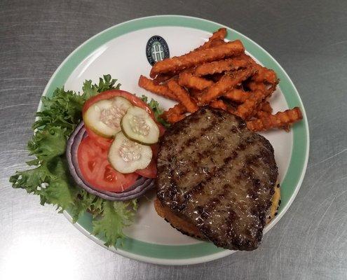 8 oz. Burger with your choice of side