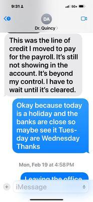 Another text message about payroll