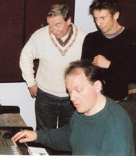 Recording engineer Slau Halatyn, listening to playbacks at his studio with musical-theater artists Michael Townsend Wright and Jon Peterson.