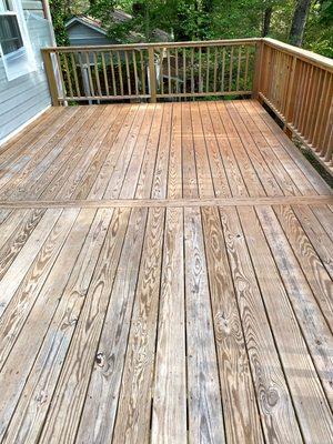 Before.                                                                 Stain a poor porch and turned out beautiful with this Stain color.