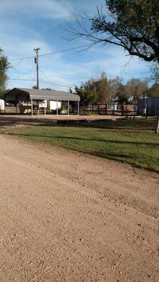 We have 2 spaces with carport,s and dog runs.