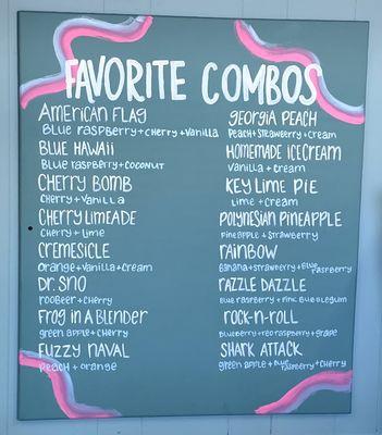 Sno Biz flavor combinations