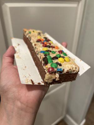 Cookie dough brownies with m&ms