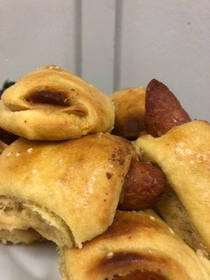 Delicious sausage Kolaches (pigs in a blanket) with a brioche "blanket"!