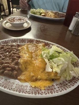 Two Beef Enchiladas on the lunch