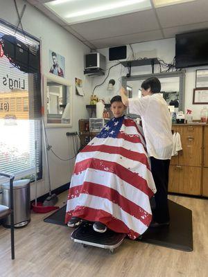 Ethan getting his haircut :)