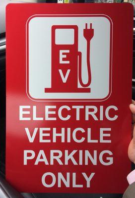 Custom 12x18 aluminum EV Parking sign from DeFebo Graphics! Super fast turn around and most competitive prices. Thanks again Brian!