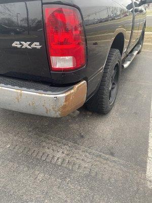 Other side of rusted back bumper