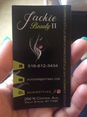 Jackie Beauty II's Business Card