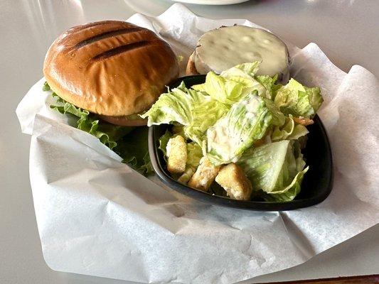 Garden Burger with Caesar salad side