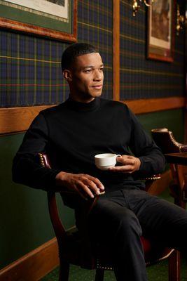 SAINT CROIX Classic Black Mock Turtleneck -- our most iconic style