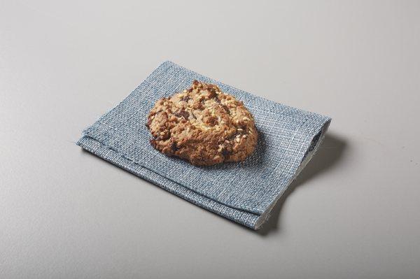 Our gluten free brown butter and almond chocolate chunk cookie, sweetened with honey, no added sugar.