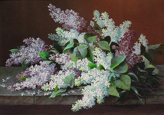 Raoul de Longpre (1859 - 1911) "Still Life of Lilacs"