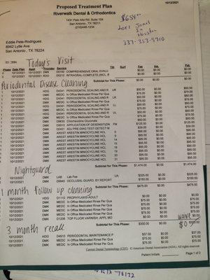 1st page of unnecessary treatment plan.  They added stuff that is not necessary or needed.