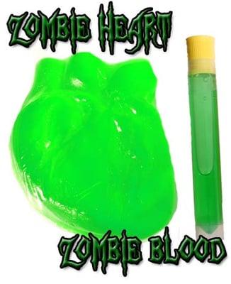 Zombie gummy heart with zombie blood