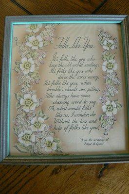 Vintage Buzza Motto Craftacres Folks Like You Edgar A Guest Framed 1925