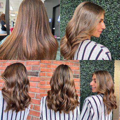 A soft Honey Balayage with face framing