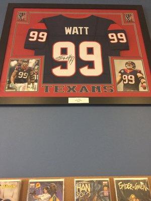 JJ Watt autographed framed jersey