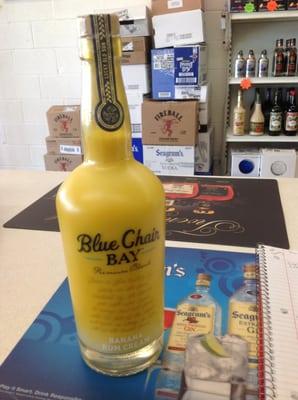 We have all flavors of Kenny Chesney's Blue Chair Bay Rum in stock .. Including the newest Vanilla rum and Banana  rum cream!