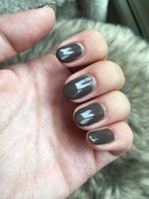 Cuts on fingers, uneven polish.