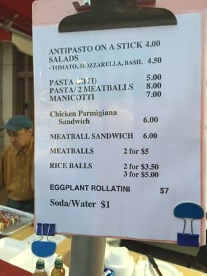 Italian menu