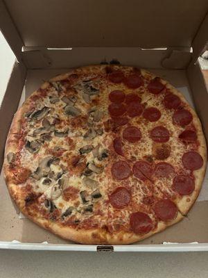 Half pepperoni & half mushroom