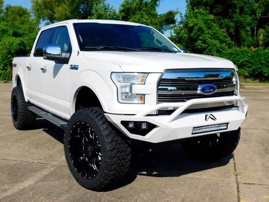 2015 F150 4x4
 6" BDS Lift
 24x12 RBP Wheels
 37" Toyo M/T Tires
 Fabfour Front Bumper
 Rigid Lightbar