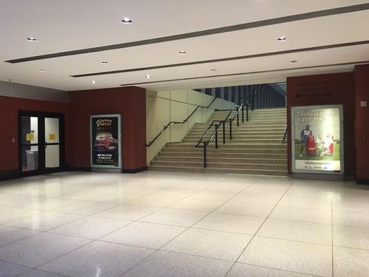 Stairs to the skywalk crossing Route 21.