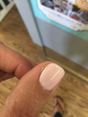 Cuticles and nails not properly cleaned. Felt rushed out.