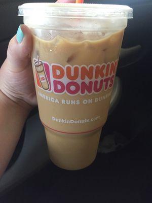 Large pumpkin iced coffee, tis' the season!