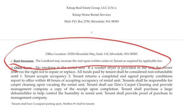 Our lease clearly stating, BY LAW, we as tennants must receive written notice of rent changes