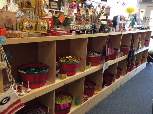 Lots of candy by the pound to choose from ! Including chocolate gold coins, Andes mints, tootsie rolls, lemon drops, and more!