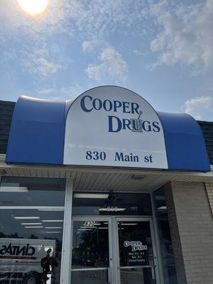 Front view of Cooper Drugs pharmacy