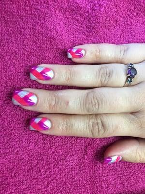 Acrylic nails with gel polish / fishtail nail design