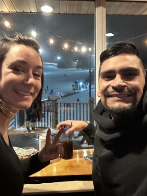 Enjoying a bite to eat in the eatery lodge