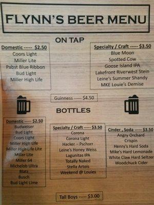 Our drink menu