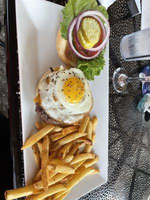 Burger with egg for brunch