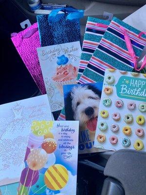 Loading up on all cards 2x $1.00 & wine bags $1.25 Paid $6.99 for a Bday card @ Walmart (never again!)