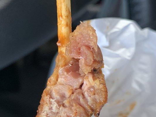 Raw pork bbq stick