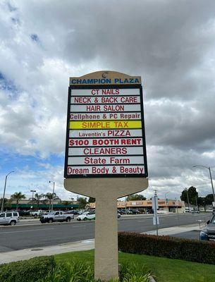 We are located in the champion Plaza on South st and Bellflower Blvd