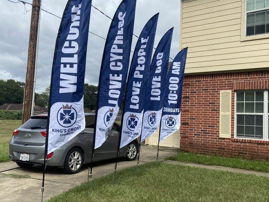 Feather Flags printed for our friends over at Kings Cross Church