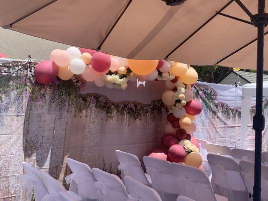 balloon arch wedding burgundy and beige