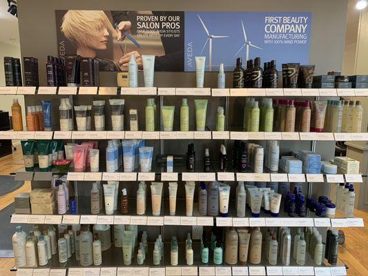 The full display of all our Aveda products!