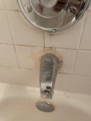 Paint the maintenance guy pealed off when he changed leaking faucet