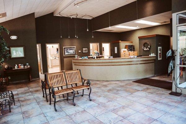 Reception desk and waiting area